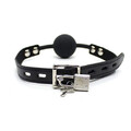 KNEBEL KULKA Z SILIKONU NA SKÓRZANYM PASKU ZAMYKANA NA KŁÓDKĘ DO BDSM 904273
