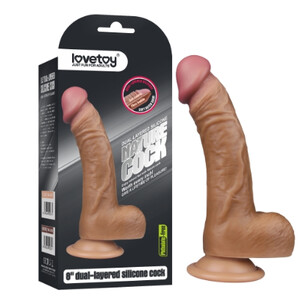 Brązowy realistyczny penis z jądrami Nature Cock 8 cali 905404