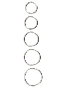 Metalowe pierścienie erekcji na penisa i jądra Cock Ring Set Zestaw 5 sztuk 526177