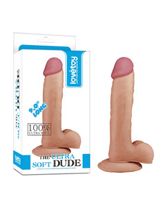 Miękki penis z jądrami i różowym żołędziem Ultra Soft Dude 9,0 cali TPE 900232