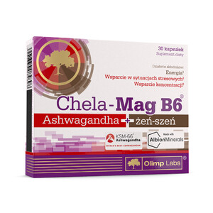 Olimp Chela-Mag B6 Ashwagandha + żeń-szeń 30 kaps. ENERGIA STRES KONCENTRACJA 084898