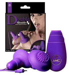 Stymulator do sutków i łechtaczki z wibracjami i wypustkami fioletowy Masażer Double Pleasure 158328