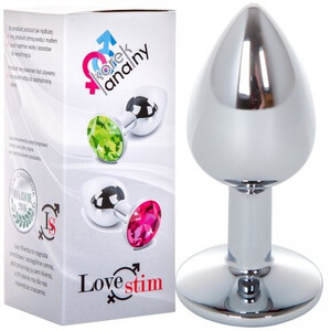 Mały metalowy korek analny zdobiony z fioletowym rubinem LoveStim 070530