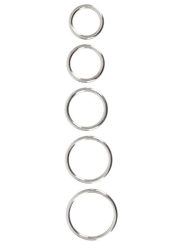 Metalowe pierścienie erekcji na penisa i jądra Cock Ring Set Zestaw 5 sztuk 526177