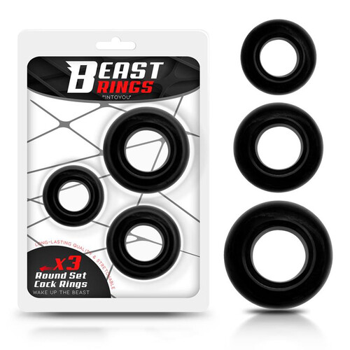 Zestaw 3 Pierścieni Na Penisa BEAST RINGS BLACK 797730