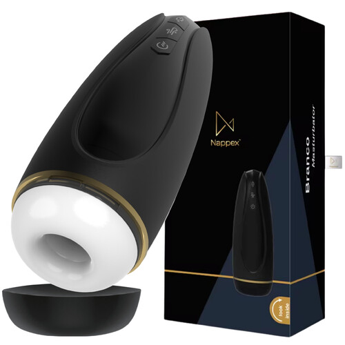 SSĄCY MASTURBATOR MĘSKI Z WIBRACJAMI NAPPEX BRANCO BLACK 818828