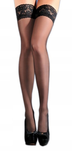 Czarne klasyczne pończochy samonośne z koronką Classic S/M 64312126