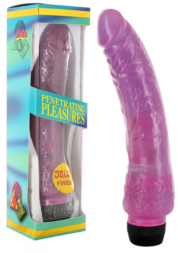 Żelowy smukły realistyczny wibrator purpurowy penis Jelly 21 cm 4548